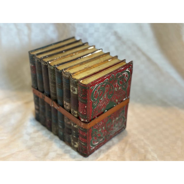 Victorian Victorian Biscuit Tin in the Shape of Stacked Books For Sale - Image 3 of 12