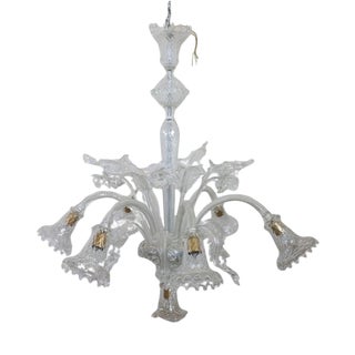 Transparent Murano Glass Chandelier, 1980s For Sale