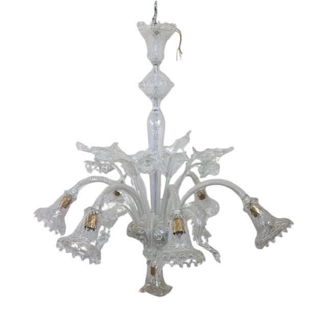 Transparent Murano Glass Chandelier, 1980s For Sale