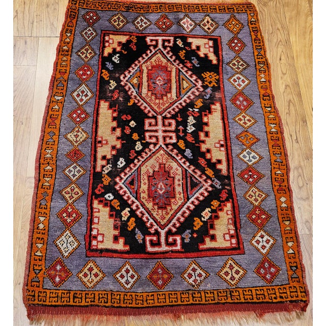 Antique Anatolian Village Rug, Hand-Knotted Wool, Ivory & Blue, 1900s, 3' x 4' For Sale In Chicago - Image 6 of 10