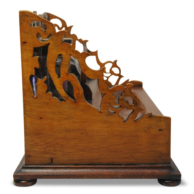 Victorian Oak Hand Crafted Letter Rack with Intricately Cut Art Nouveau Motifs, 1890s, Set of 4 For Sale - Image 6 of 13