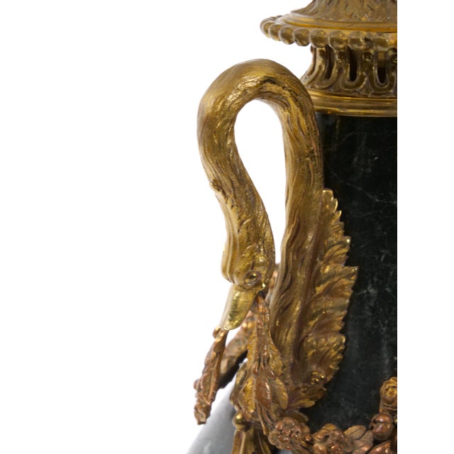 Italian 19th Century Green Marble and Gilt Bronze Louis XVI Style Urn-Form Lamps For Sale - Image 9 of 11