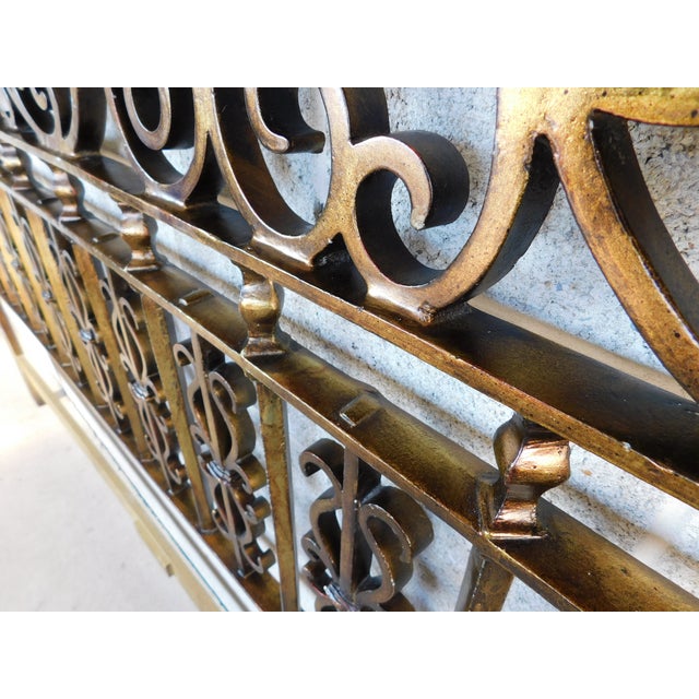 Vintage Italian Regency Wrought Iron Gilt Overlay King Size Headboard For Sale - Image 10 of 12