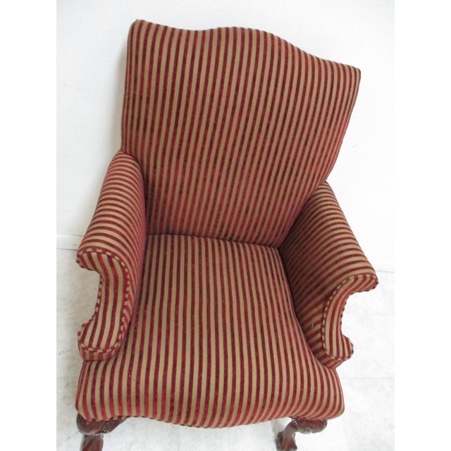 1980s Oskar Huber Fire Side Ball Claw Living Room Armchair Chippendale B For Sale - Image 4 of 10