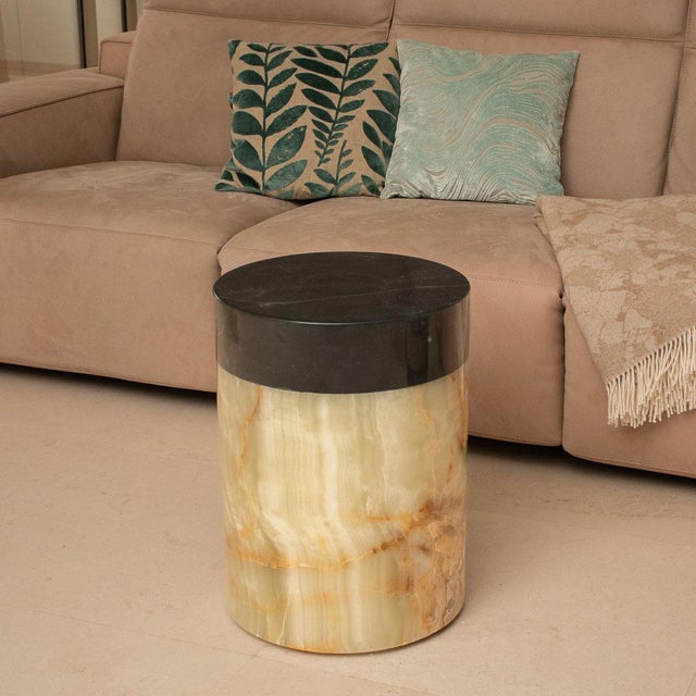Contemporary Marble and Onyx Side Table by Forzini For Sale - Image 3 of 7