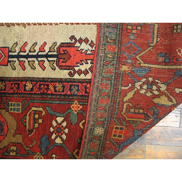 Ivory Charming Ivory Background and Red Border With Allover Pattern Antique Persian Rug For Sale - Image 8 of 8