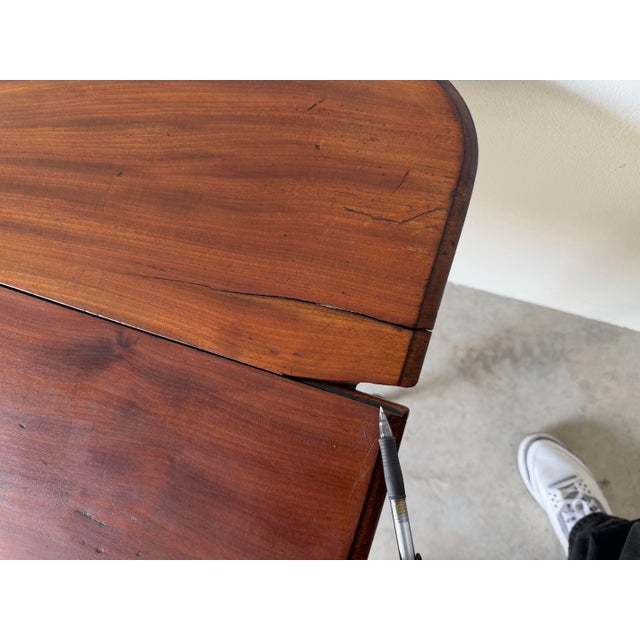 Antique English Regency Solid Mahogany Pembroke Drop-Leaf Table With Drawer & Original Casters For Sale - Image 11 of 12