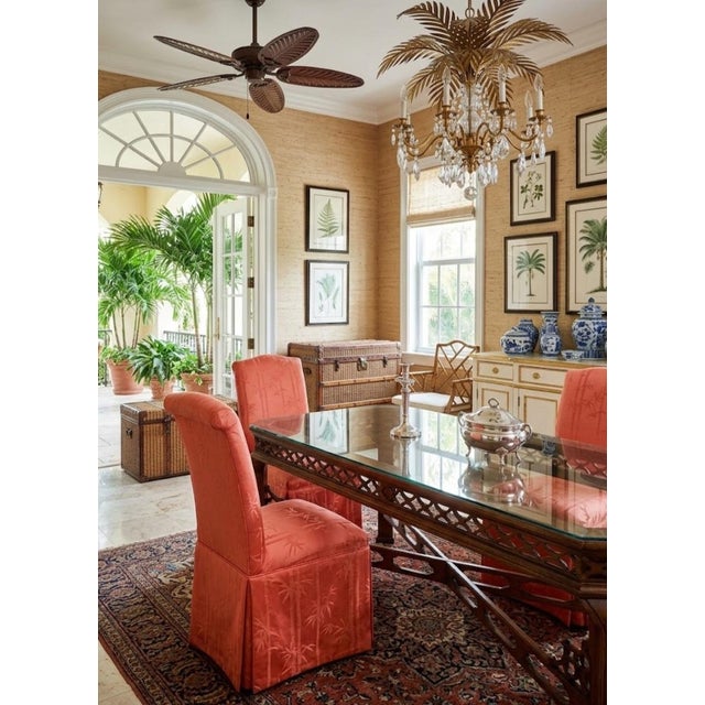 Vintage Chinese Chippendale Palm Beach Regency Fretwork Stained Wood Dining Room Table Base For Sale - Image 10 of 10