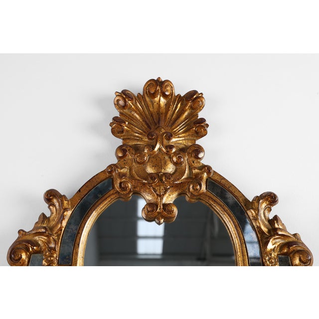20th Century Belgian Rococo-Venetian Mirror in Gilded Wood, 1980s For Sale - Image 4 of 11