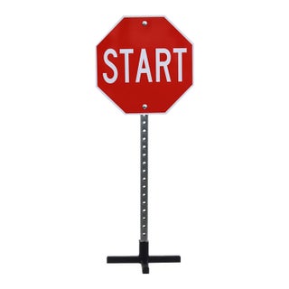 Standing Start - Original Freestanding Pop Art Steel Street Sign Sculpture by Scott Froschauer For Sale