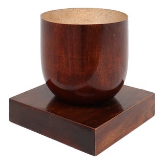 Art Deco Sculptural Wooden Uplight on Square Base, France, 1920 For Sale