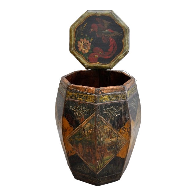 Early 1900s Antique Chinese Tea/Rice Wood Barrel For Sale