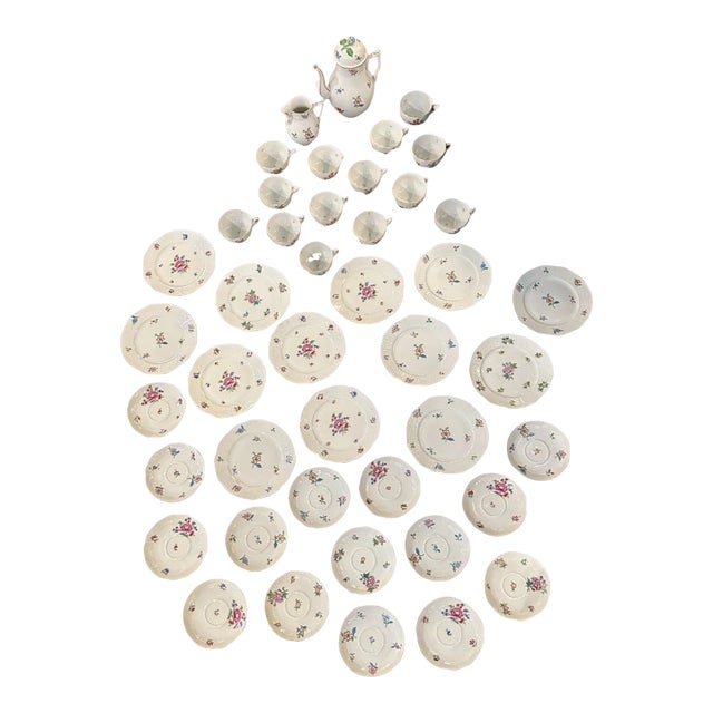 42 Piece Vintage Herend Mille Fleurs Pattern Tea Set For Sale