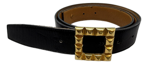 Hermes Medor Leather Belt W Gold Tone Buckle