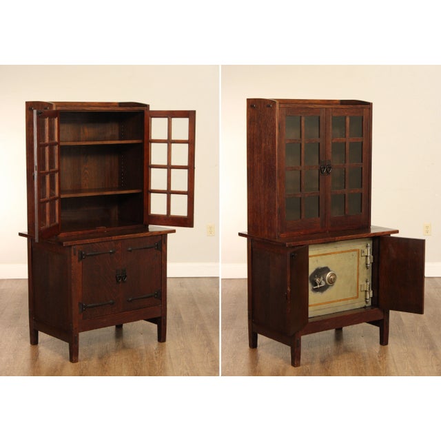 Mission Antique Gustav Stickley Mission Oak Safe Cabinet For Sale - Image 3 of 12