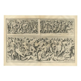 Bernard de Montfaucon, Roman Assault on Walls with Ladders, Trajan's Column, 1722, Engraving For Sale