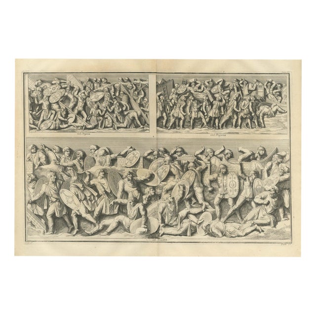 Bernard de Montfaucon, Roman Assault on Walls with Ladders, Trajan's Column, 1722, Engraving For Sale