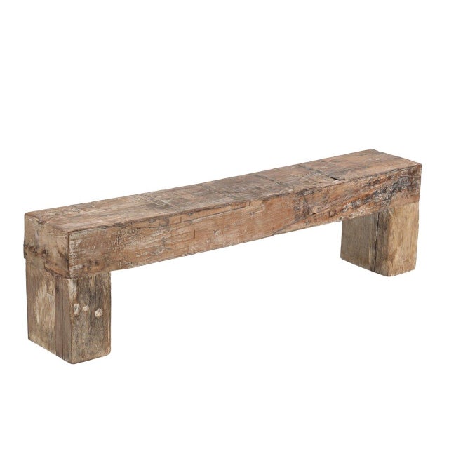 Indian Beam Rustic Teakwood Bench For Sale - Image 4 of 4
