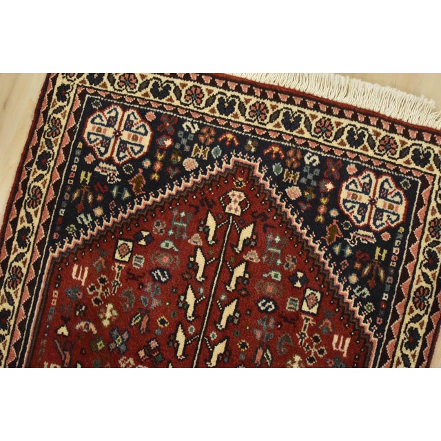 Abadeh Runner 2’2” X 5′ Red Wool Vintage Tribal Hand-Knotted Oriental Rug For Sale In Philadelphia - Image 6 of 10