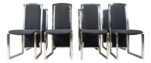 Vintage Brass and Chrome Dining Chairs, 1970s, Set of 8