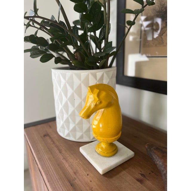 1960s Knight Chess Piece Painted Cast Metal Sculpture on Base For Sale - Image 10 of 10