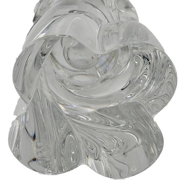 Glass Mid-Century Baccarat 6" "Aladin" Crystal Twisted Candlesticks - Pair as Is One Has Chip For Sale - Image 7 of 8