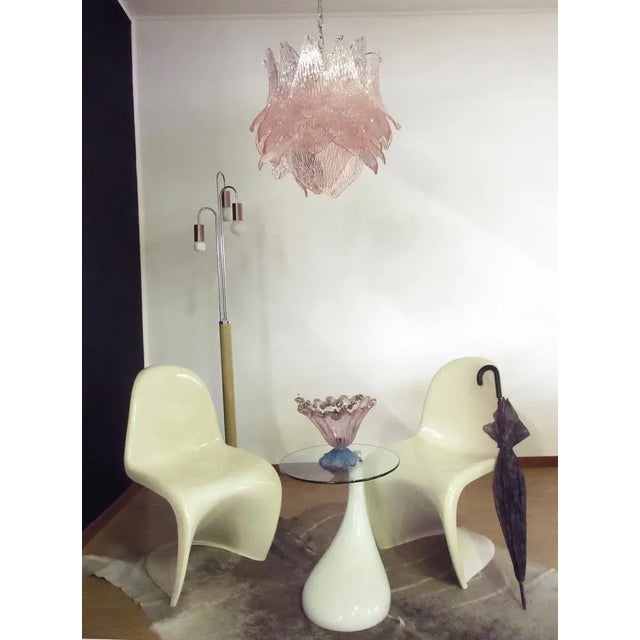 Beautiful and huge Italian Murano Chandelier composed of 38 splendid pink glasses that give a very elegant look. The...