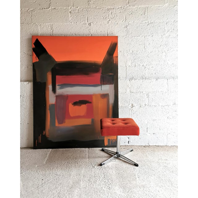 1960s Mid-Century Modern Swivel Velvet and Chrome Club Stool, 1960s For Sale - Image 5 of 7