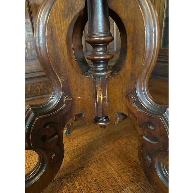 Wood Late 19th Century Victorian Rococo Style Carved Walnut Oval Rolling Parlor/Side/Center Table For Sale - Image 7 of 9