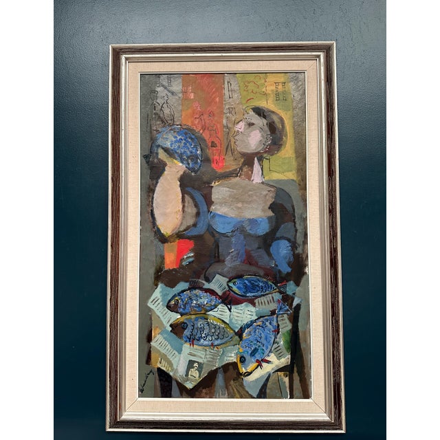Bertil Wahlberg, Fishmonger, 1960s, Oil Painting on Canvas, Framed For Sale - Image 13 of 16