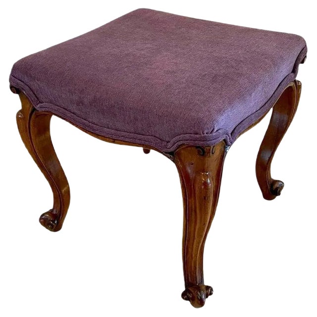 Antique Victorian Walnut Cabriole Leg Stool For Sale