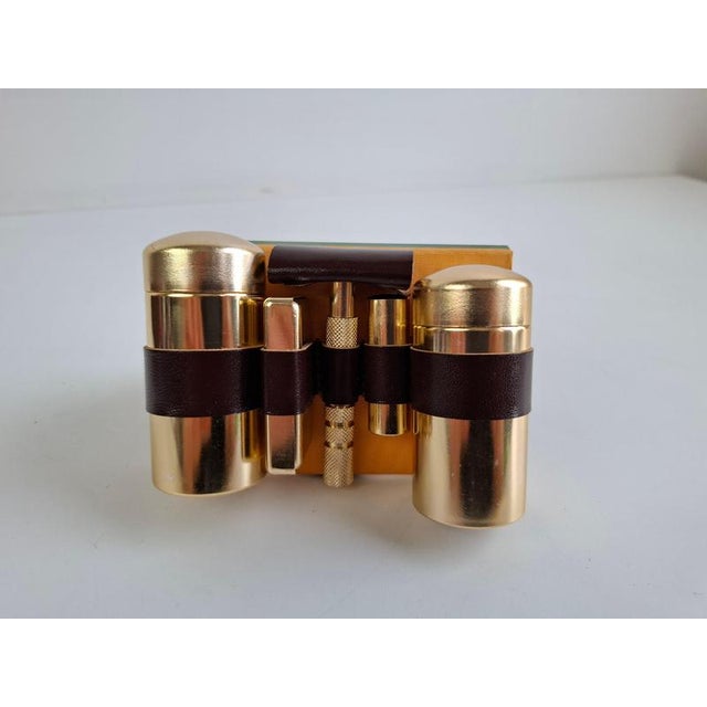 Metal Mid-Century Modern Brass Travel Shaving Kit in Leatherette Case, 1960 For Sale - Image 7 of 18