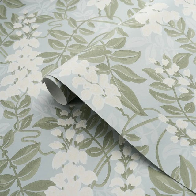 Schumacher Schumacher Lucia Wisteria Wallpaper In Sky For Sale - Image 4 of 5