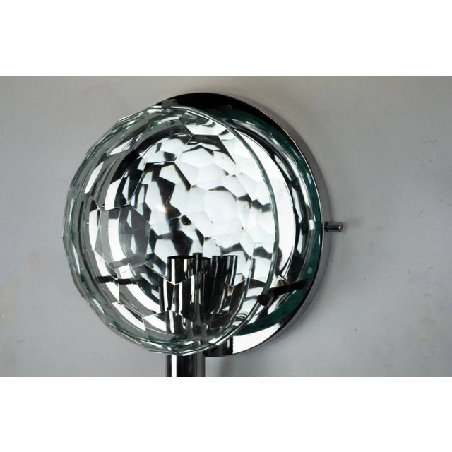 Vintage Italian Cristal Art Sconces in Chrome and Cut Glass, 1970s, Set of 3 For Sale - Image 11 of 12