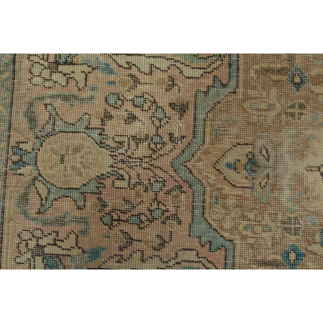 Tabriz Rug 7’8” X 10’7” Pink Wool Vintage Distressed Hand-Knotted Carpet For Sale - Image 9 of 15