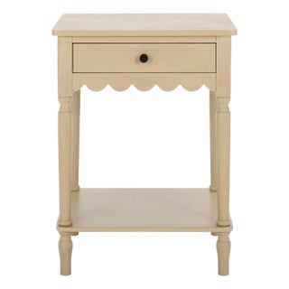 Haven Scalloped 1 Top Drawer Accent Table in Natural For Sale