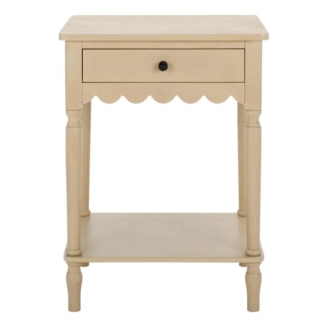 Haven Scalloped 1 Top Drawer Accent Table in Natural For Sale