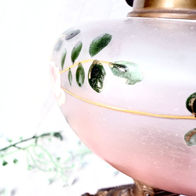 Hand-Painted Oil Lamp with Ribbons, 1970s For Sale - Image 4 of 14