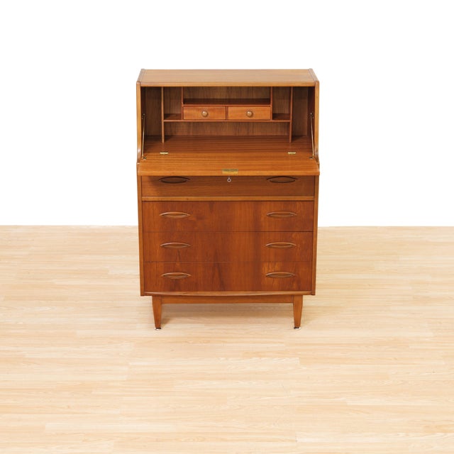 1960s Mid Century Teak Secretary Desk Attributed Jentique Furniture For Sale - Image 5 of 13