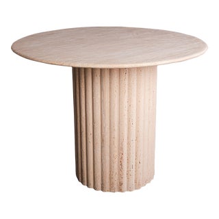 Daisy Travertine Round Dining Table 40" For Sale
