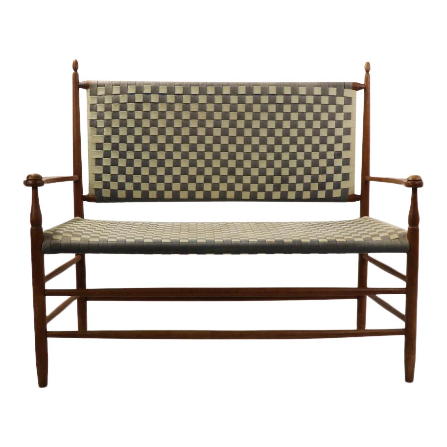 1980s Shaker Style Bench With Woven Seat And Back Chairish