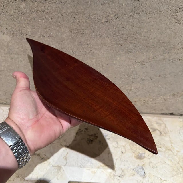Vintage Haitian Mahogany Sculptural Tray, Organic Leaf Design, 1970s For Sale - Image 4 of 7