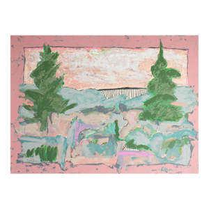 1980s Charcoal and Acrylic on Paper Landscape Painting by Harry Hilson