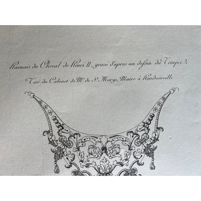 Mid 19th Century Etching Reproduction of Henry II's Horse Harness by Nicolas Xavier Willemin For Sale - Image 4 of 5