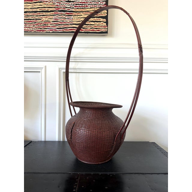 Large Rare Japanese Bamboo Flower Basket Hahakago by Tokosai For Sale In Atlanta - Image 6 of 18