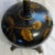 Large Brown With Painted Gold Peonies Orb Accent Lamp and Silk Gold Shade For Sale In Miami - Image 6 of 13