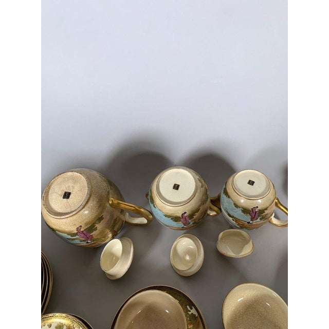 19th Century Satsuma earthenware tea service, Meiji period - Set of 36 For Sale - Image 10 of 12