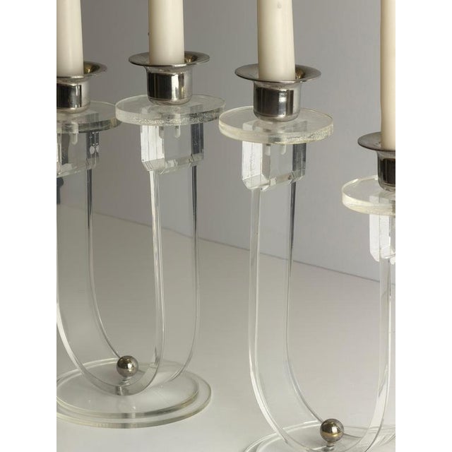 Art Deco Acrylic Glass and Chrome Candelabras, England, 1930s, Set of 2 For Sale - Image 9 of 10