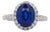 Gia Certified 6.01 Carat Sapphire & Diamond in Halo Engagement Ring, Size 7 For Sale
