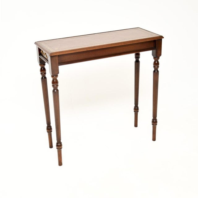 Vintage Georgian Style Leather Top Console Table, 1950 For Sale - Image 4 of 13